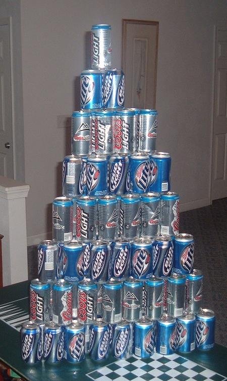 The absurdity of beer can pyramids