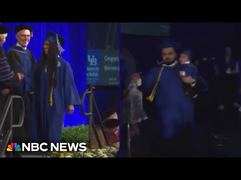 Father’s Stage Dash with Baby Steals Graduation Spotlight